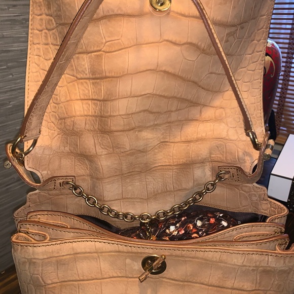 ***SOLD*****YSL Saint Laurent Nubuck Leather Croc Embossed Catwalk Bag - Picture 9 of 14